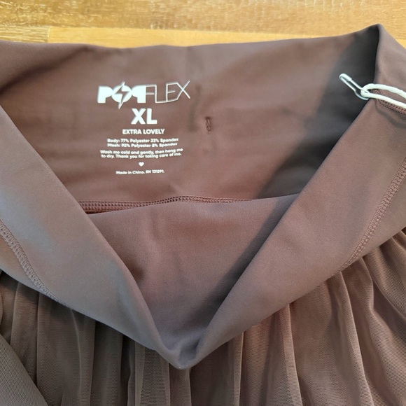 POPFLEX Women's Layered Ruffle Skort - Mauve Brown “peppercorn” - Picture 5 of 6